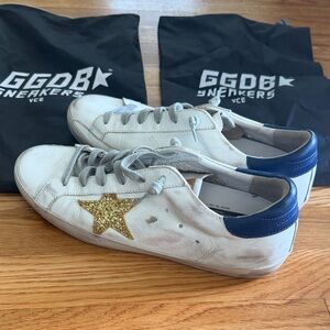 Golden Goose White and Gold Star Sneakers